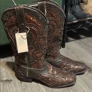 Roper Brown and Gold Ankle Boots